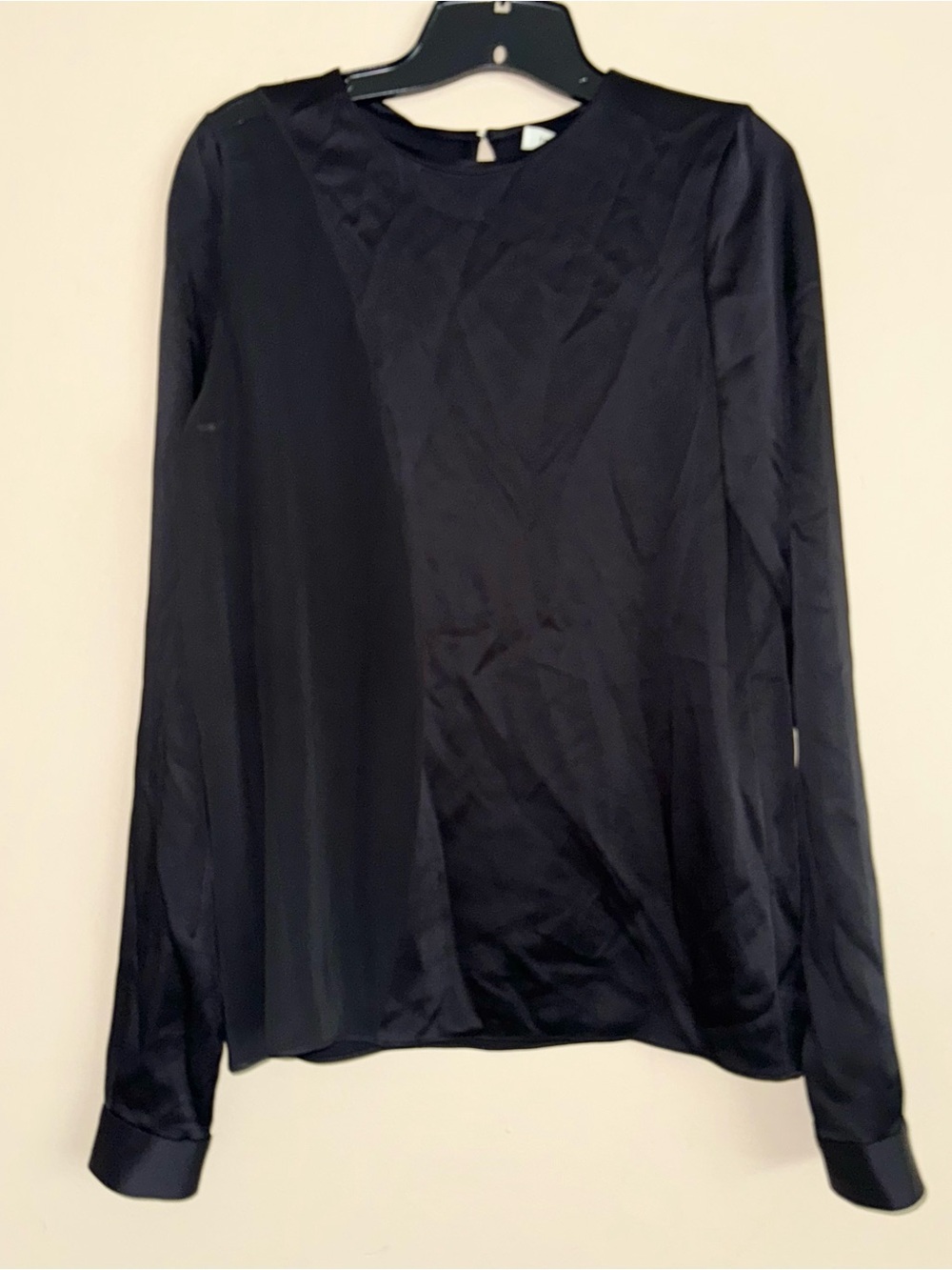 MUGLER Paris Designer Black Half Mesh Satin Long Sleeve Top Size 36